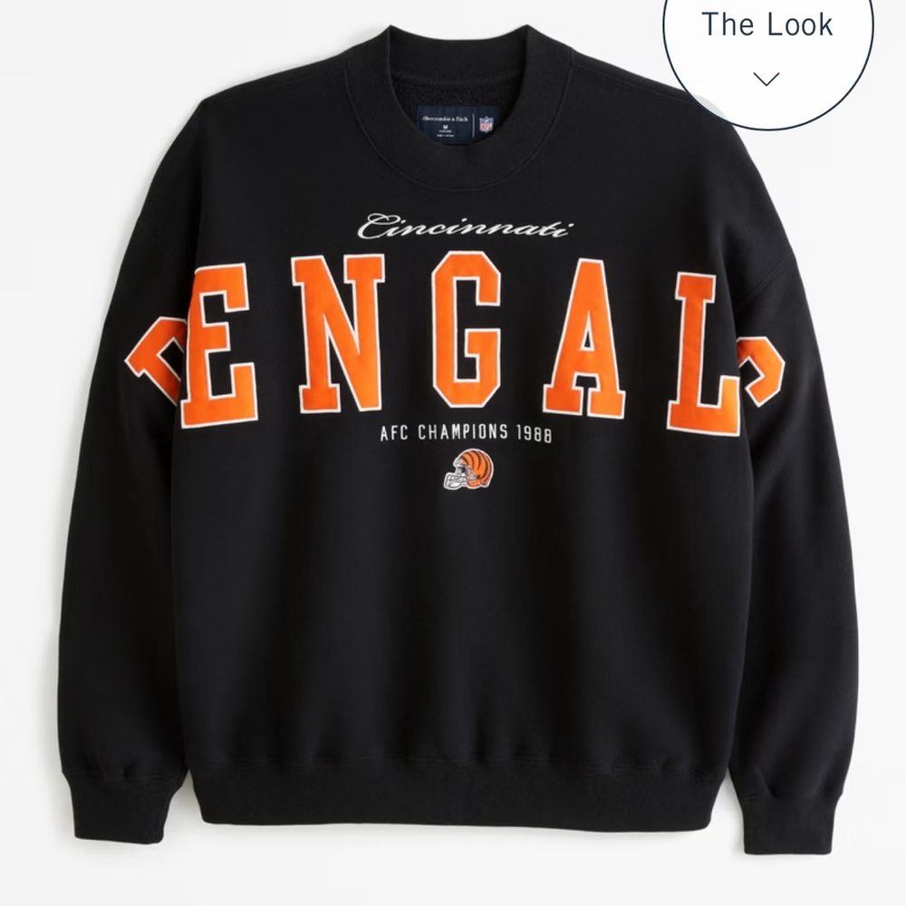 Abercrombie & Fitch Cincinnati Bengals Stitched Crew Sweatshirt BRAND NEW
